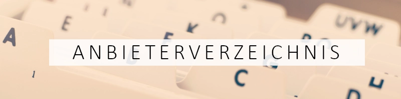 Aktenkartei mit der Aufschrift Anbieterverzeichnis